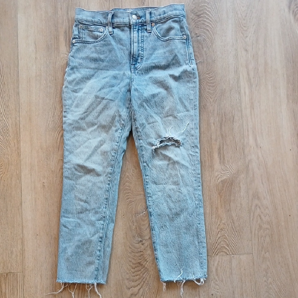Madewell 26P Perfect Vintage Jean Light Blue Distressed Women Jeans